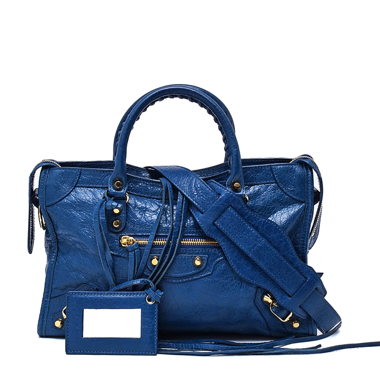 Balenciaga -Navy Blue Calfskin Leather Motorcycle Le City Small Bag 